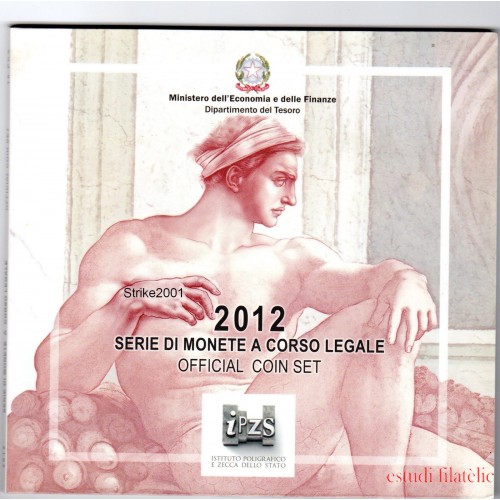 Monedas Euros Italia Cartera 2012 (+ moneda 5 € plata)