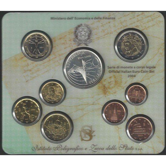 Monedas Euros Italia Cartera 2004 (+ moneda 5 € plata) Monedas Euros Italia Cartera 2004 (+ moneda 5 € plata)