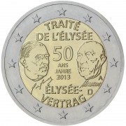 Alemania 2013 2 € euros conmemorativos 50º Av Tratado del Elíseo ( 5 monedas ) 