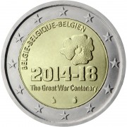 Bélgica 2014 2 € euros conmemorativos  100º Av 1º Guerra Mundial 