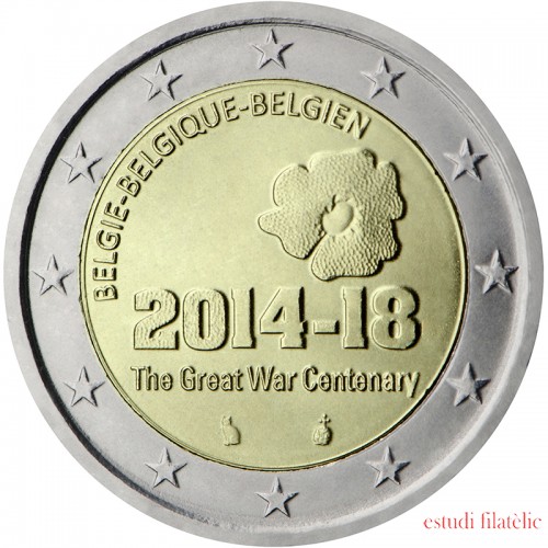 Bélgica 2014 2 € euros conmemorativos  100º Av 1º Guerra Mundial 