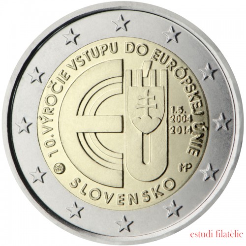 Eslovaquia 2014 2 € euros conmemorativos 10º Av adhesión República Eslovaca  Unión Europea