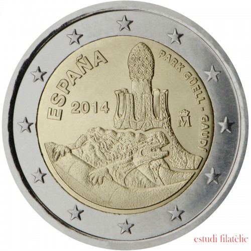 España 2014 2 € euros conmemorativos UNESCO Parque Güell Gaudí 