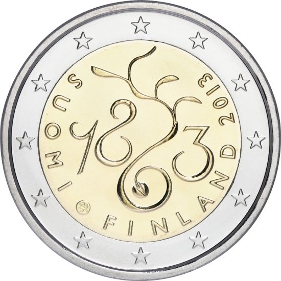 Finlandia 2013 2 € euros conmemorativos 150º Av. Parlamento de 1863 Finlandia 2013 2 € euros conmemorativos 150º Av. Parlamento de 1863