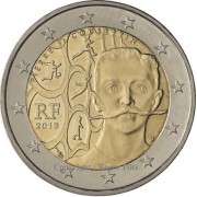Francia 2013 2 € euros conmemorativos 150º Av. Pierre de Coubertin 1er Presidente COI 