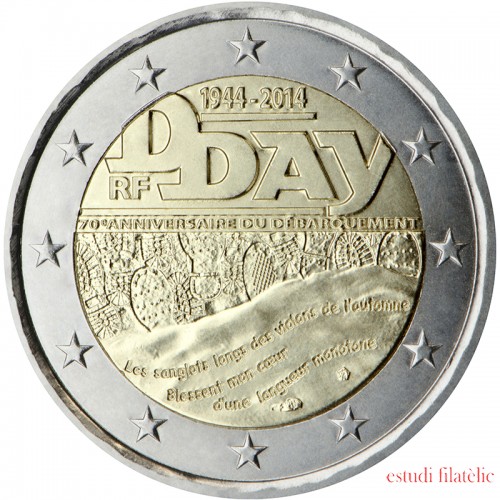 Francia 2014 2 € euros conmemorativos 70º Av Desembarco Normandía 
