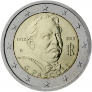 Italia 2012 2 € euros conmemorativos  Cent muerte Giovanni Pascoli