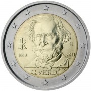 Italia 2013 2 € euros conmemorativos II Cent. Giuseppe Verdi