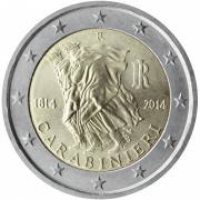 Italia 2014 2 € euros conmemorativos II Cent. Arma dei Carabinieri