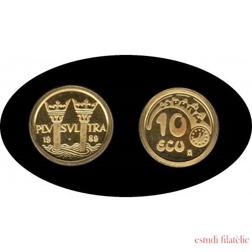 España Spain 10 Ecus 1989  Oro gold  Au