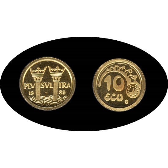 España Spain 10 Ecus 1989  Oro gold  Au