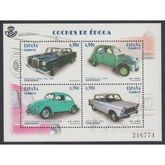 España Spain 4788 2013 Coches de Época HB MNH España Spain 4788 2013 Coches de Época HB MNH