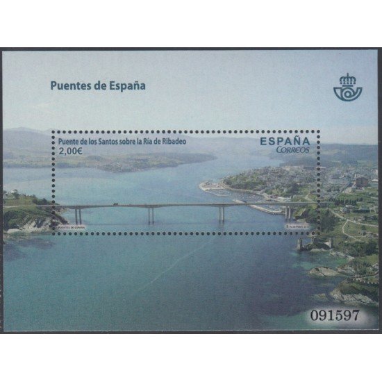 España Spain 4795 Año 2013 Puentes de España Puente Ribadeo (Asturias) HB MNH