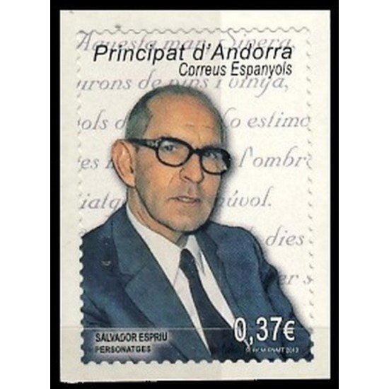 Andorra Española 401 2013 Centº. Nacimiento Salvador Espriu MNH Andorra Española 401 2013 Centº. Nacimiento Salvador Espriu MNH
