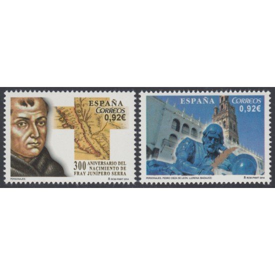 España Spain 4850/51 2014 III Centenario Aniv. del Nacimiento de Fray Junípero Serra Cieza MNH España Spain 4850/51 2014 III Centenario Aniv. del Nacimiento de Fray Junípero Serra Cieza MNH
