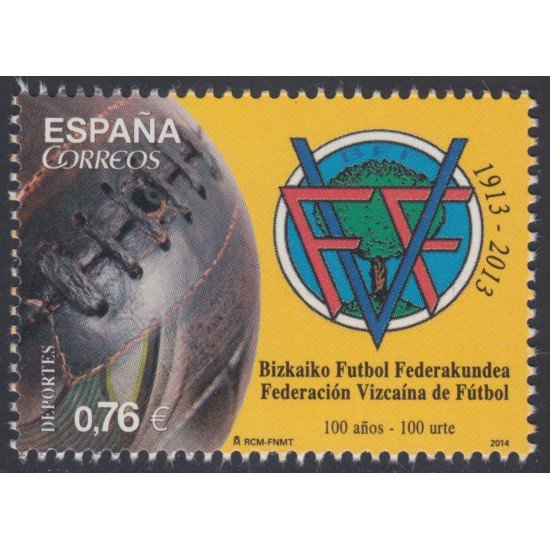 España Spain 4889 2014 Federación Vizcaína de Fútbol Football MNH España Spain 4889 2014 Federación Vizcaína de Fútbol Football MNH