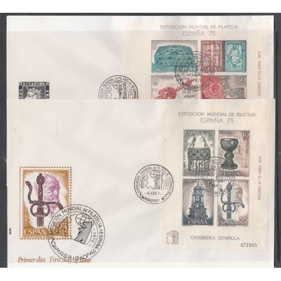 España Spain 2252/53 1975 Exposición mundial del Filatelia España 75 Orfebrería Española SPD Sobre Primer Día España Spain 2252/53 1975 Exposición mundial del Filatelia España 75 Orfebrería Española SPD Sobre Primer Día