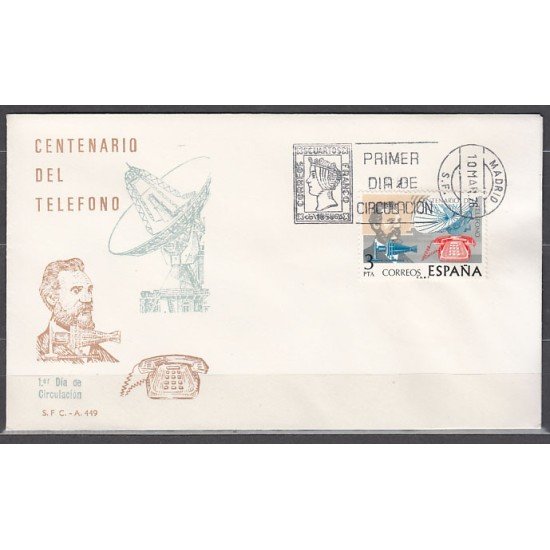 España Spain 2311 1976 Centenario del Teléfono SPD Sobre Primer Día