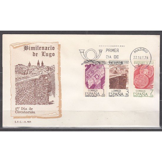 España Spain 2356/58 1976 Bimilenario de Lugo SPD Sobre Primer Día
