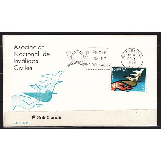 España Spain 2378 1976 Asociación invalidos civiles SPD Sobre Primer Día