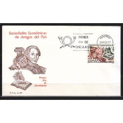 España Spain 2402 1977 Sociedades económicas de amigos del País SPD Sobre Primer Día España Spain 2402 1977 Sociedades económicas de amigos del País SPD Sobre Primer Día