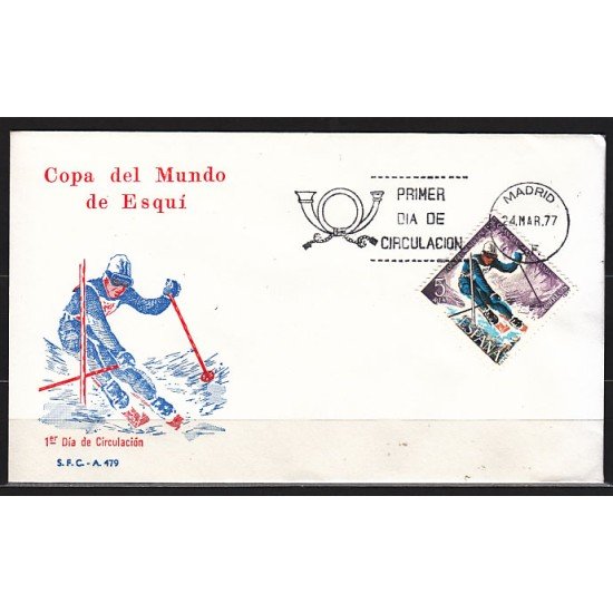 España Spain 2408 1977 Copa del Mundo de Esquí SPD Sobre Primer Día España Spain 2408 1977 Copa del Mundo de Esquí SPD Sobre Primer Día
