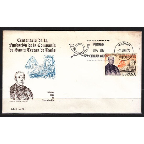 España Spain 2416 1977 Centenario de la fundación de la Compañia de Santa Teresa de Jesús SPD Sobre Primer Día España Spain 2416 1977 Centenario de la fundación de la Compañia de Santa Teresa de Jesús SPD Sobre Primer Día