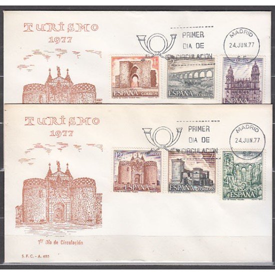 España Spain 2417/22 1977 Serie turística SPD Sobre Primer Día España Spain 2417/22 1977 Serie turística SPD Sobre Primer Día