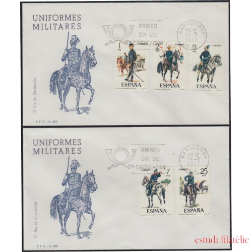 España Spain 2423/27 1977 Uniformes Militares SPD Sobre Primer Día