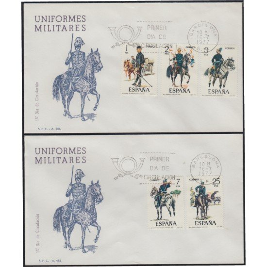 España Spain 2423/27 1977 Uniformes Militares SPD Sobre Primer Día