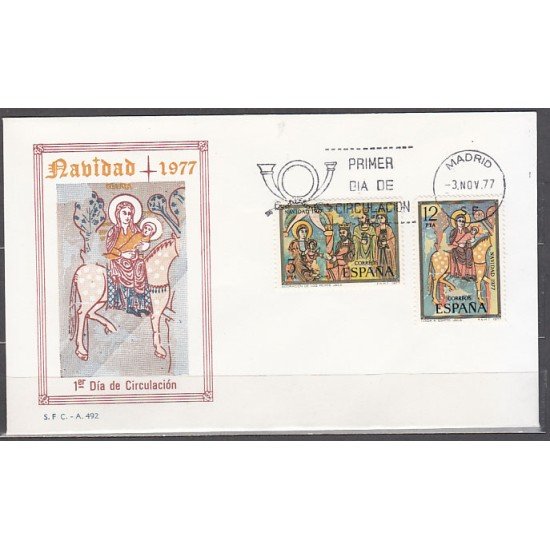 España Spain 2446/47 1977 Navidad SPD Sobre Primer Día España Spain 2446/47 1977 Navidad SPD Sobre Primer Día
