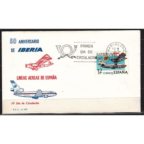 España Spain 2448 1977 L Aniv de la fundación de la compañia aérea Iberia SPD Sobre Primer Día España Spain 2448 1977 L Aniv de la fundación de la compañia aérea Iberia SPD Sobre Primer Día