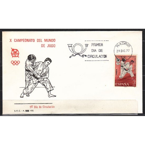 España Spain 2450 1977 X Campeonato del Mundo de Judo SPD Sobre Primer Día España Spain 2450 1977 X Campeonato del Mundo de Judo SPD Sobre Primer Día