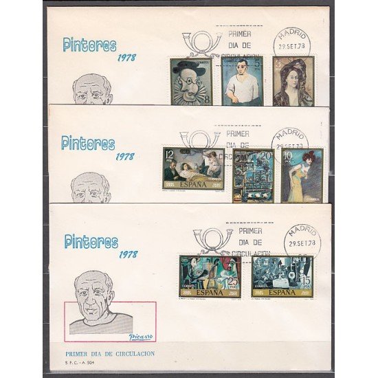 España Spain 2481/88 1978 Pablo Ruiz Picasso SPD Sobre Primer Día España Spain 2481/88 1978 Pablo Ruiz Picasso SPD Sobre Primer Día