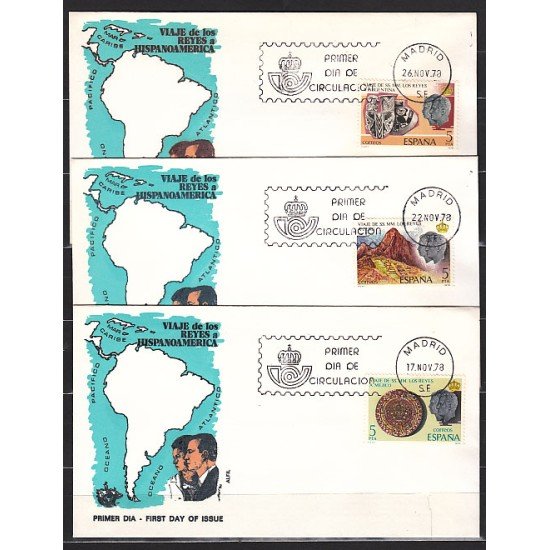 España Spain 2493/95 1978 Viaje de SS MM los Reyes a Hispanoamérica SPD Sobre Primer Día