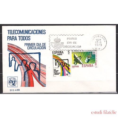 España Spain 2522/23 1979 Dia mundial de las Telecomunicaciones SPD Sobre Primer Día
