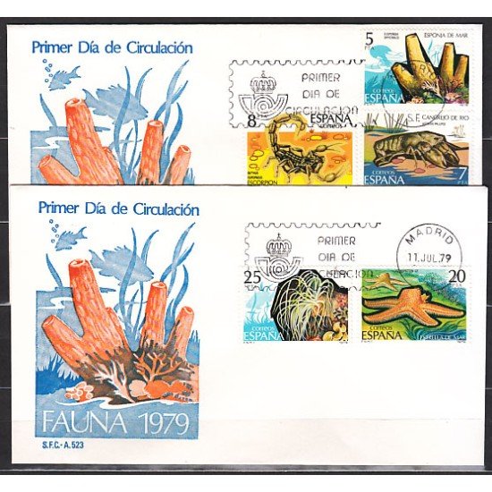 España Spain 2531/35 1979 Fauna Invertebrados SPD Sobre Primer Día España Spain 2531/35 1979 Fauna Invertebrados SPD Sobre Primer Día