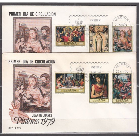 España Spain 2537/42 1979 Día del Sello Juan de Juanes IV Centenario de su muerte SPD Sobre Primer Día España Spain 2537/42 1979 Día del Sello Juan de Juanes IV Centenario de su muerte SPD Sobre Primer Día