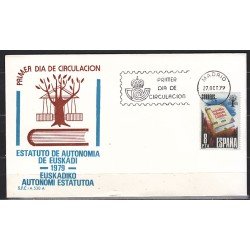 España Spain 2547 1979 Proclamacion del Estatuto de Autonomía País Vasco SPD Sobre Primer Día España Spain 2547 1979 Proclamacion del Estatuto de Autonomía País Vasco SPD Sobre Primer Día