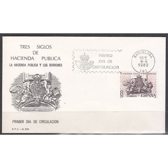 España Spain 2573 1980 La Hacienda pública y los Borbones SPD Sobre Primer Día España Spain 2573 1980 La Hacienda pública y los Borbones SPD Sobre Primer Día