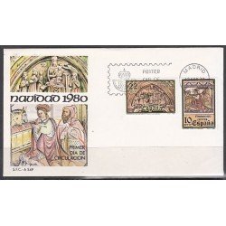 España Spain 2593/94 1980 Navidad SPD Sobre Primer Día España Spain 2593/94 1980 Navidad SPD Sobre Primer Día