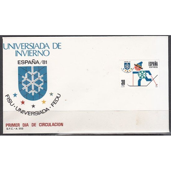 España Spain 2608 1981 Juegos Mundiales Universitarios de Invierno Ski Universiada 81 SPD Sobre Primer Día España Spain 2608 1981 Juegos Mundiales Universitarios de Invierno Ski Universiada 81 SPD Sobre Primer Día