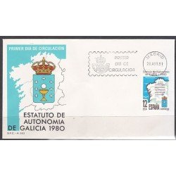 España Spain 2611 1981 Promulgación del Estatuto de autonomía de Galicia SPD Sobre Primer Día