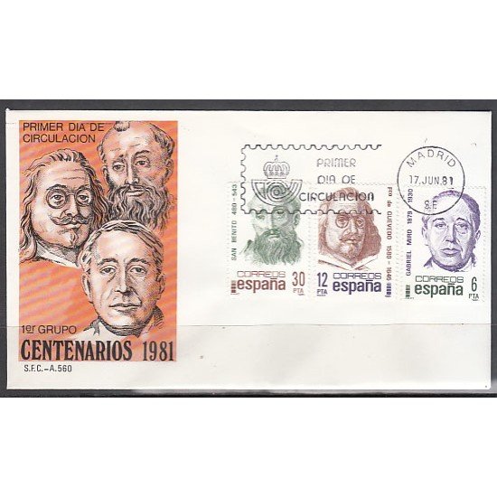 España Spain 2618/20 1981 Centenarios SPD Sobre Primer Día