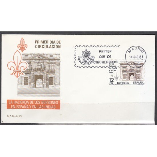 España Spain 2642 1981 La Hacienda de los Borbones en España y en las Indias SPD Sobre Primer Día