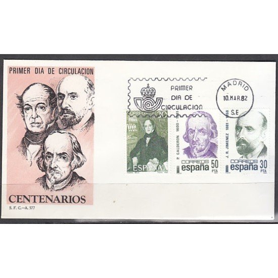España Spain 2646/48 1982 Centenarios SPD Sobre Primer Día