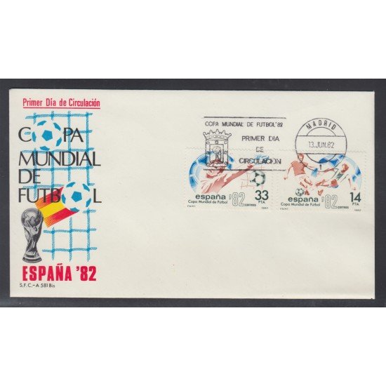 España Spain 2661/62 1982 Copa Mundial Fútbol SPD Sobre Primer Día