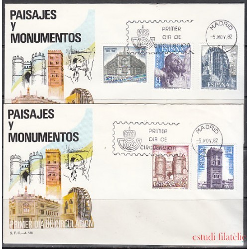 España Spain 2676/80 1982 Paisajes y Monumentos SPD Sobre Primer Día