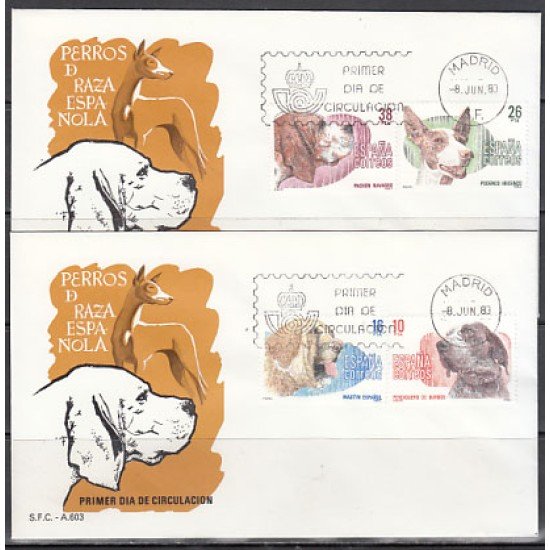 España Spain 2711/14 1983 Perros de raza española SPD Sobre Primer Día España Spain 2711/14 1983 Perros de raza española SPD Sobre Primer Día