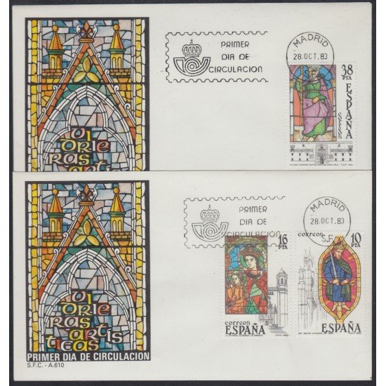 España Spain 2721/23 1983 Vidrieras artísticas SPD Sobre Primer Día España Spain 2721/23 1983 Vidrieras artísticas SPD Sobre Primer Día